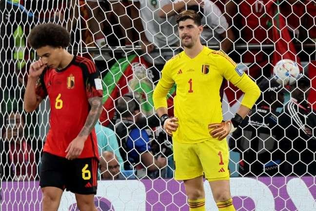 Courtois após falhar no gol do Marrocos (Foto: JACK GUEZ / AFP)