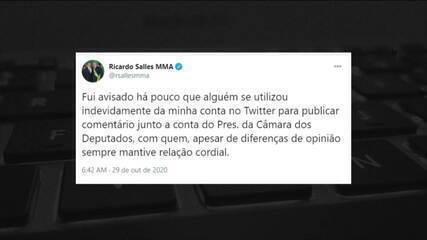 Após ofensa a Maia, Salles diz que sua conta no Twitter foi usada indevidamente