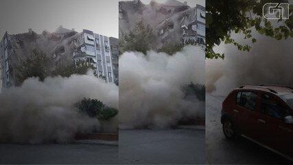 Veja desabamento de prédio na cidade de Izmir, na Turquia