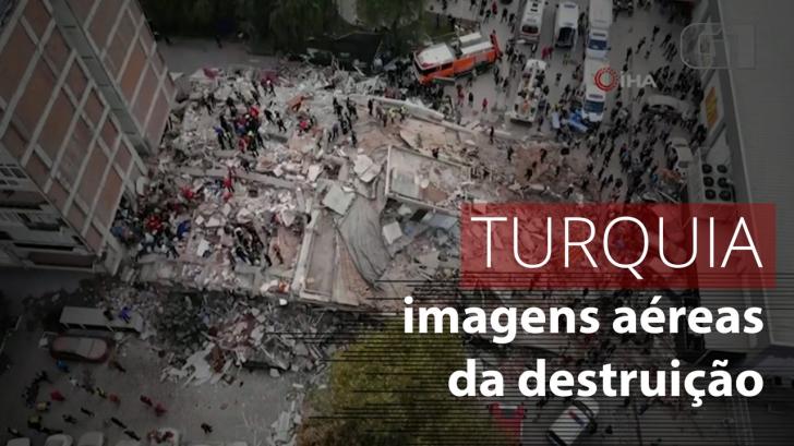 Drone mostra destruição na Turquia após terremoto